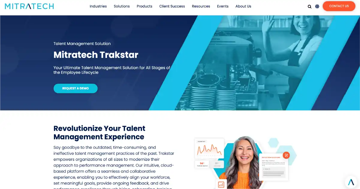 Screen capture of the Trakstar platform offering