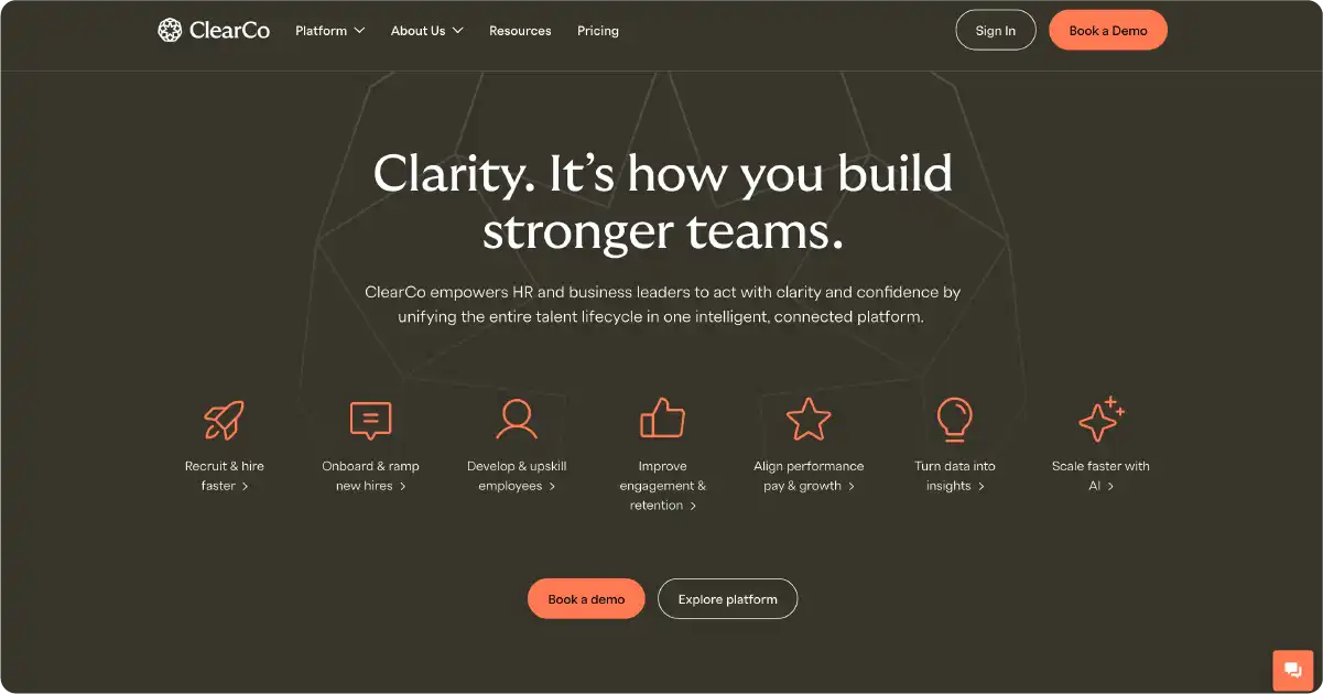 Screen capture of the ClearCompany platform offering