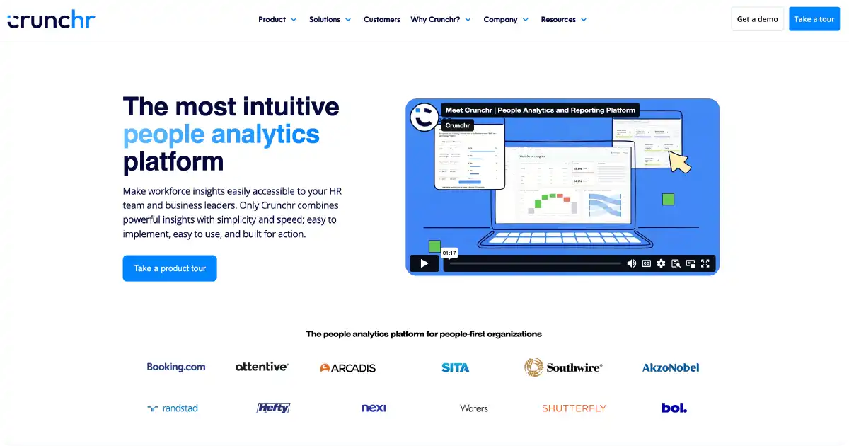 Crunchr people analytics platform showing HR dashboard and workforce insights