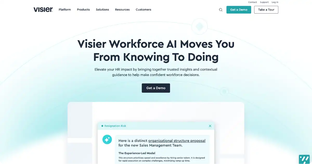 Visier workforce analytics platform providing data-driven HR insights