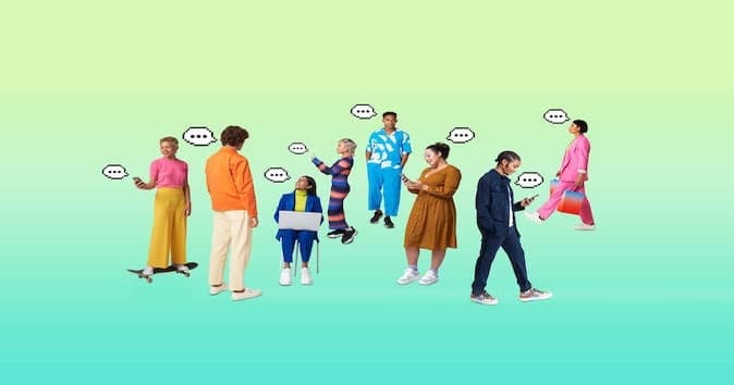 People looking at the phone dialog box popping overhead