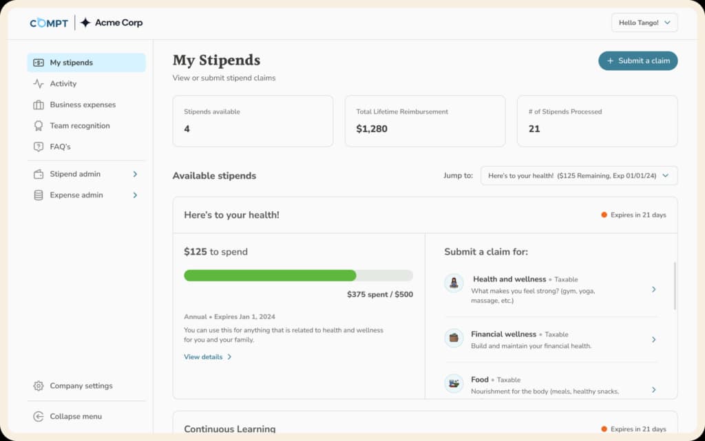 compt stipends dashboard