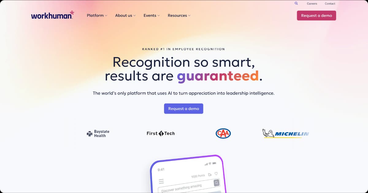 Workhuman AI-driven employee recognition platform