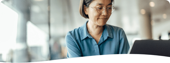 Employee answering questions from a pulse survey