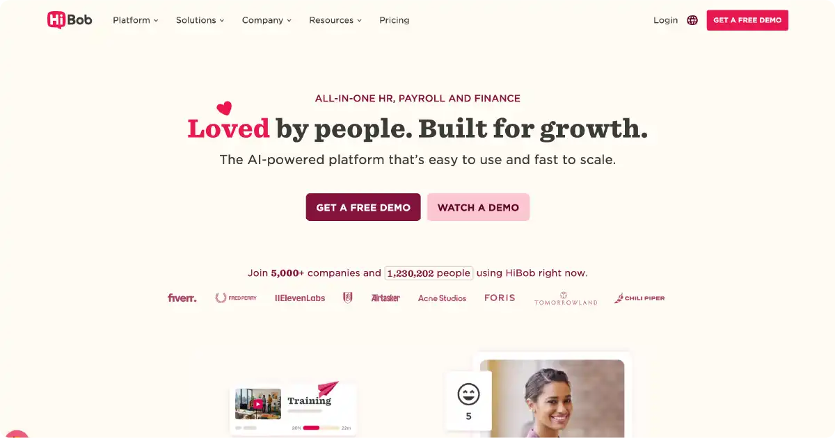 HiBob all-in-one HR, payroll, and finance platform for employee management