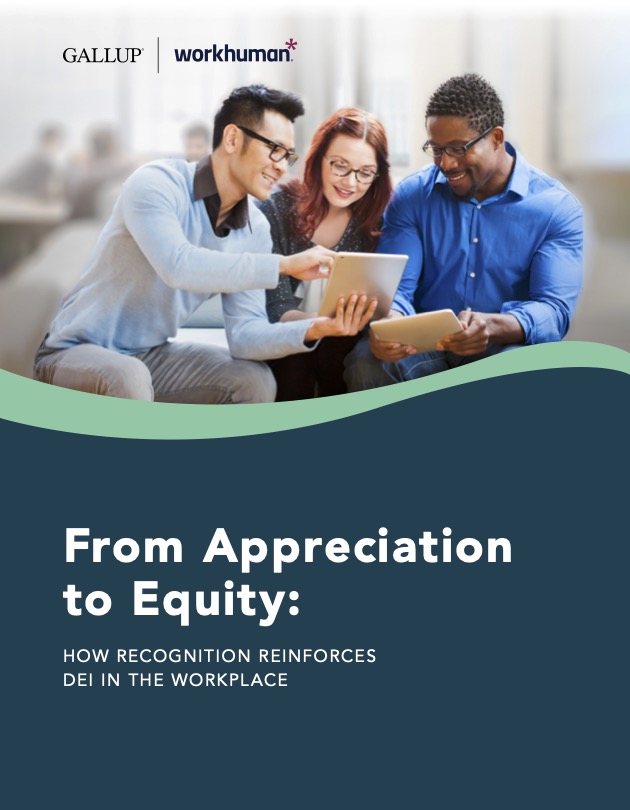 cover image for the report, "From Appreciation to Equity: How Recognition Reinforces DEI in the Workplace"
