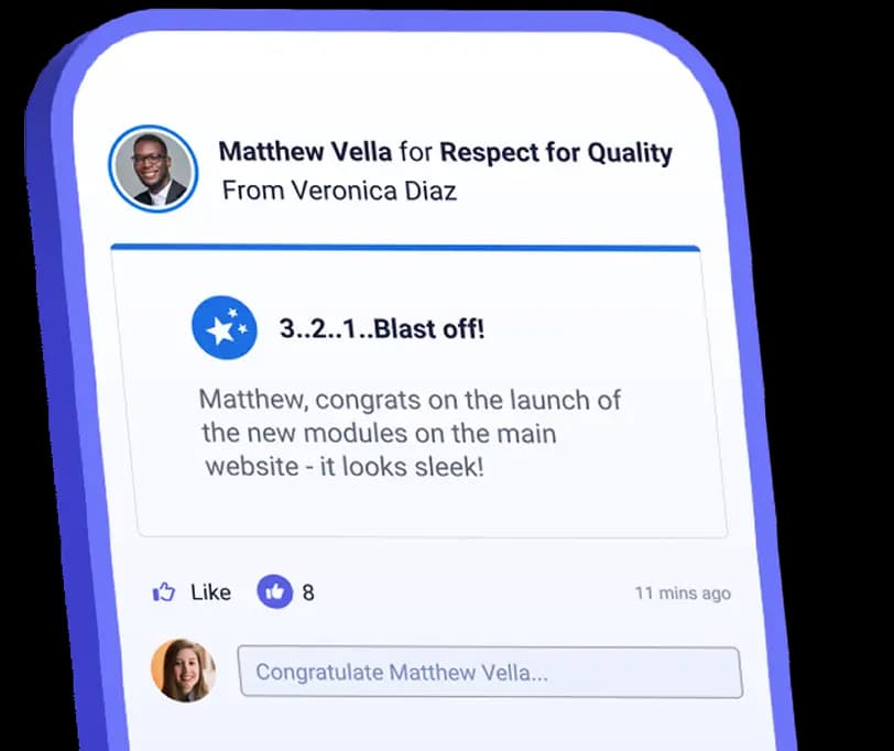 A mobile app showing a social feed with decorative icons.