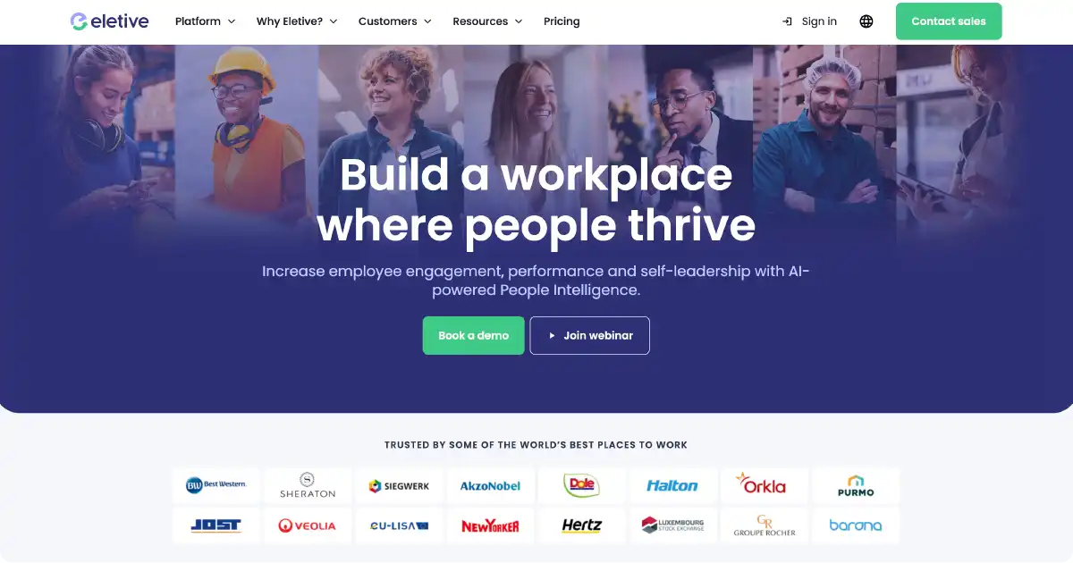 Eletive employee engagement and performance platform with AI people intelligence